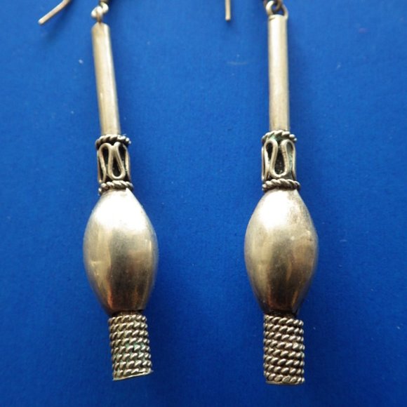 Unique Modernist Sterling Silver Dangle Earrings - Picture 1 of 5